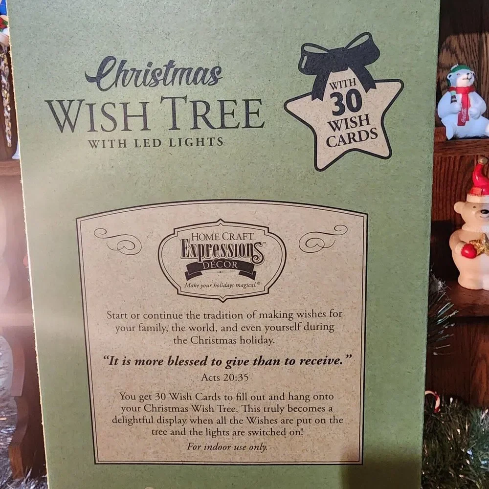 Vintage Pre-Lit Artificial Mini Tabletop Wishing Christmas Tree with LED‎ Lights